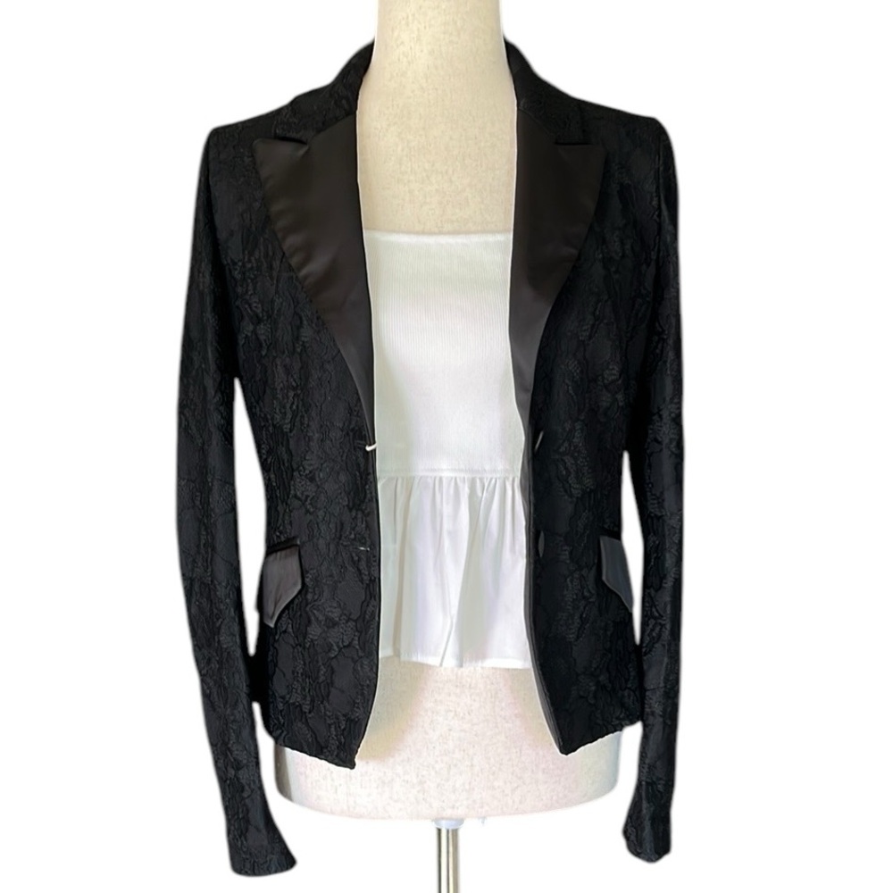 Liu Jo Milano Black Blazer Jacket with Lace Detail